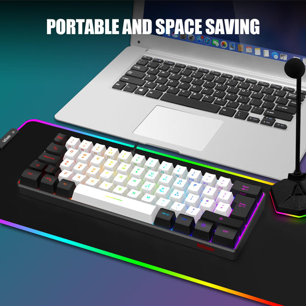 RedThunder 60% RGB Gaming Keyboard and Mouse Combo, UK Layout Ultra Compact Backlit Mini Keyboard, Lightweight 7200 DPI Cellular Optical Mouse, Portable Wired Gaming Set for PC PS5 Xbox Gamers (Black)