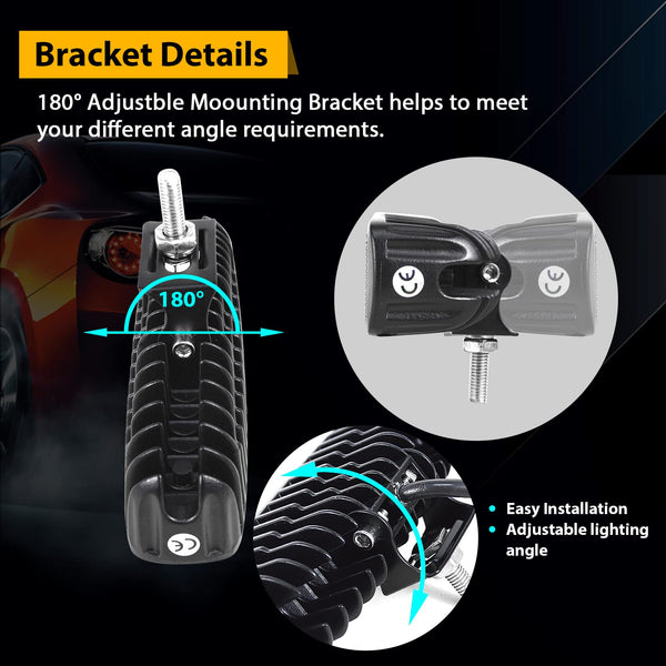 RIGIDON 2 Pcs Led Work Light Bar, 6 inch 18W Flood Beam, 12V 24V Driving Lights Lamp for Car Off road Boat Truck 4x4 SUV ATV Tractors Excavator, 6000K White, Fog Lamp