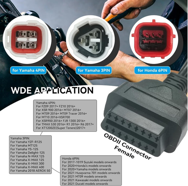 3 Pin 4 Pin 6 Pin OBD2 3 in 1 Motorbike Diagnostic Adapter motorrad obd Cable Compatible For Yamaha Honda Motorcycle Euro5 Guzzi Kawasaki