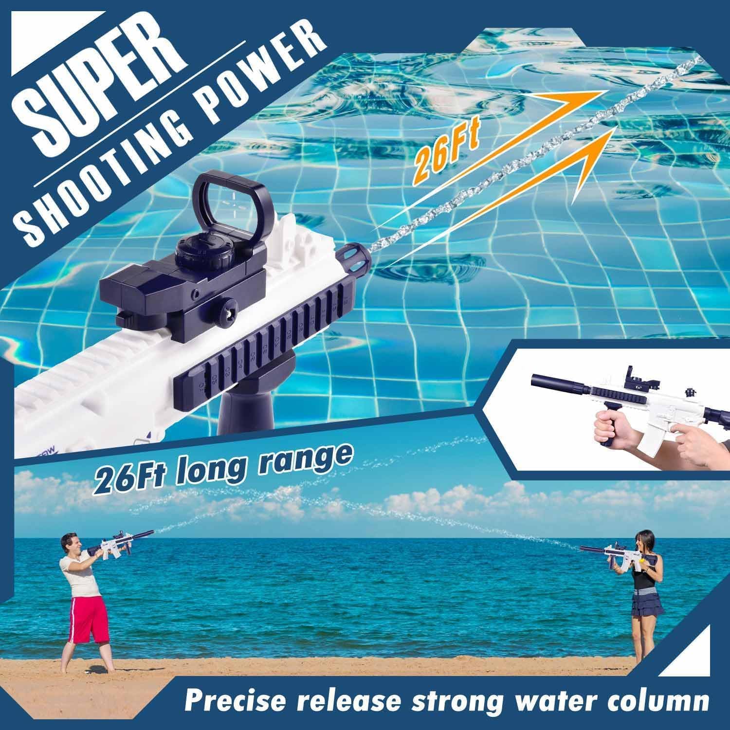 Electric Water Gun, Ultra-Long Range One-Touch Automatic Water Gun, Large Capacity Ultra-Long Standby, Suitable For Children Adults Summer Pool Party Beach Outdoor Use.