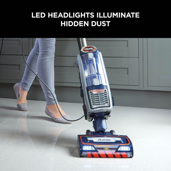 Shark Corded Upright Vacuum Cleaner,0.83L with Anti Hair Wrap Technology & DuoClean, Pet Model, Powered Lift-Away, LED Headlights, Anti-Allergen, 8m Cord, 750W, 3 Attachments, Navy, Orange, NZ801UKT