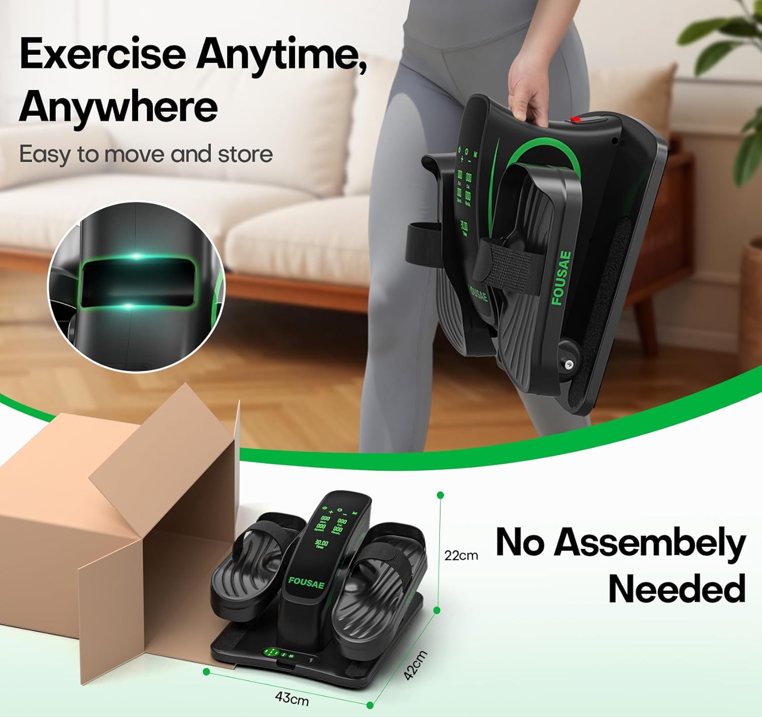 Under Desk Elliptical Machine for Home, 2 in 1 Electric Pedal Exerciser, Electric Leg Exerciser for Seniors with 15 Adjustable Speed, Seated Cross Trainer with Remote Control & Non-Slip Pad