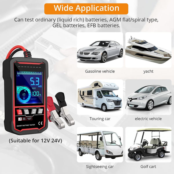 Neoteck 24V 12V Car Battery Tester, 100-2000 CCA Load Tester Automotive Alternator Tester Digital Auto Battery Analyzer Cranking Charging Systems Tester, Battery Analyzer for Cars Trucks Ship SUV