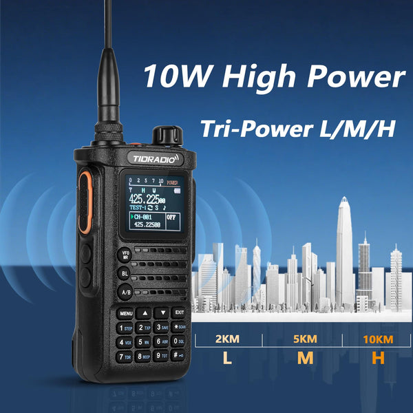 (3rd Gen) TIDRADIO TD-H8 10w Ham Radio, Wireless Programming Walkie Talkies, Airband Reception Two Way Radio,Rechargeable 2500mAh USB-C Batteries Walkie Talkies for Adults Long Range-Back,1 Pack