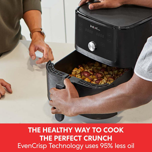 Instant Pot - Versazone Dual Black Air Fryer - Large 8.5L, Family Size - Single Double Basket with Divider - 8 in 1 - Food Dehydrate, Grill, Bake, Roast, Reheat, Non-Stick, Easy Clean, Dishwasher Safe