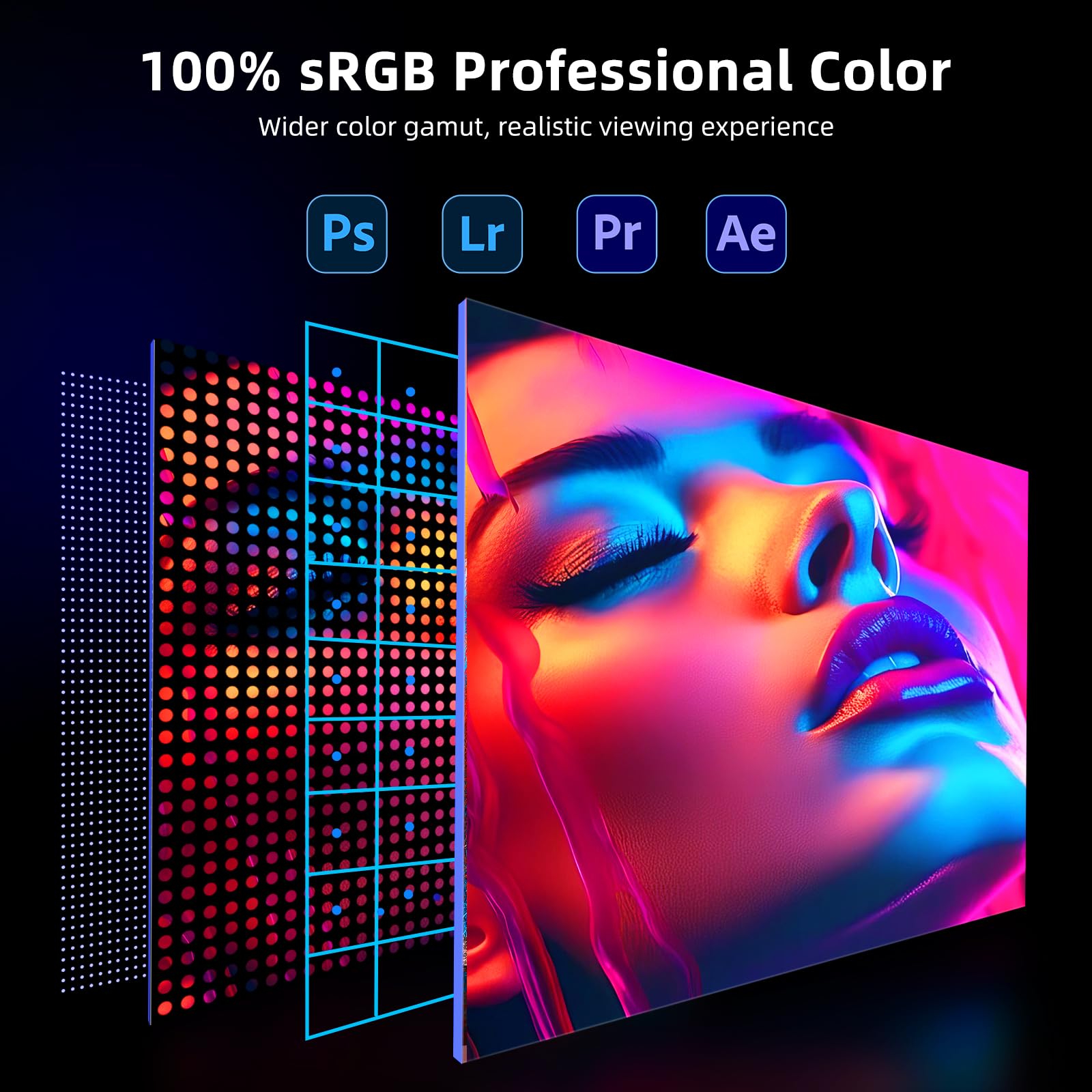 UPERFECT Portable Monitor 18.5 Inch 120Hz，Portable Gaming Monitor 1080P FHD 100% sRGB Matte Screen, IPS HDR FreeSync Speaker HDMI USB C Monitor, VESA & Smart Cover