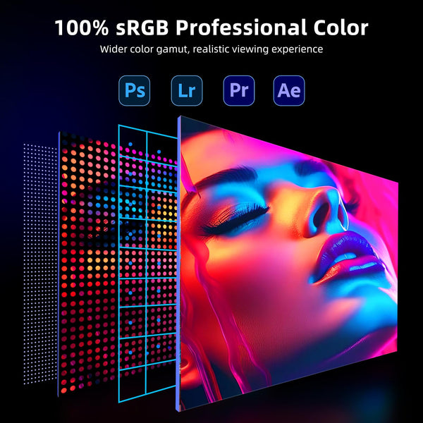 UPERFECT Portable Monitor 18.5 Inch 120Hz，Portable Gaming Monitor 1080P FHD 100% sRGB Matte Screen, IPS HDR FreeSync Speaker HDMI USB C Monitor, VESA & Smart Cover