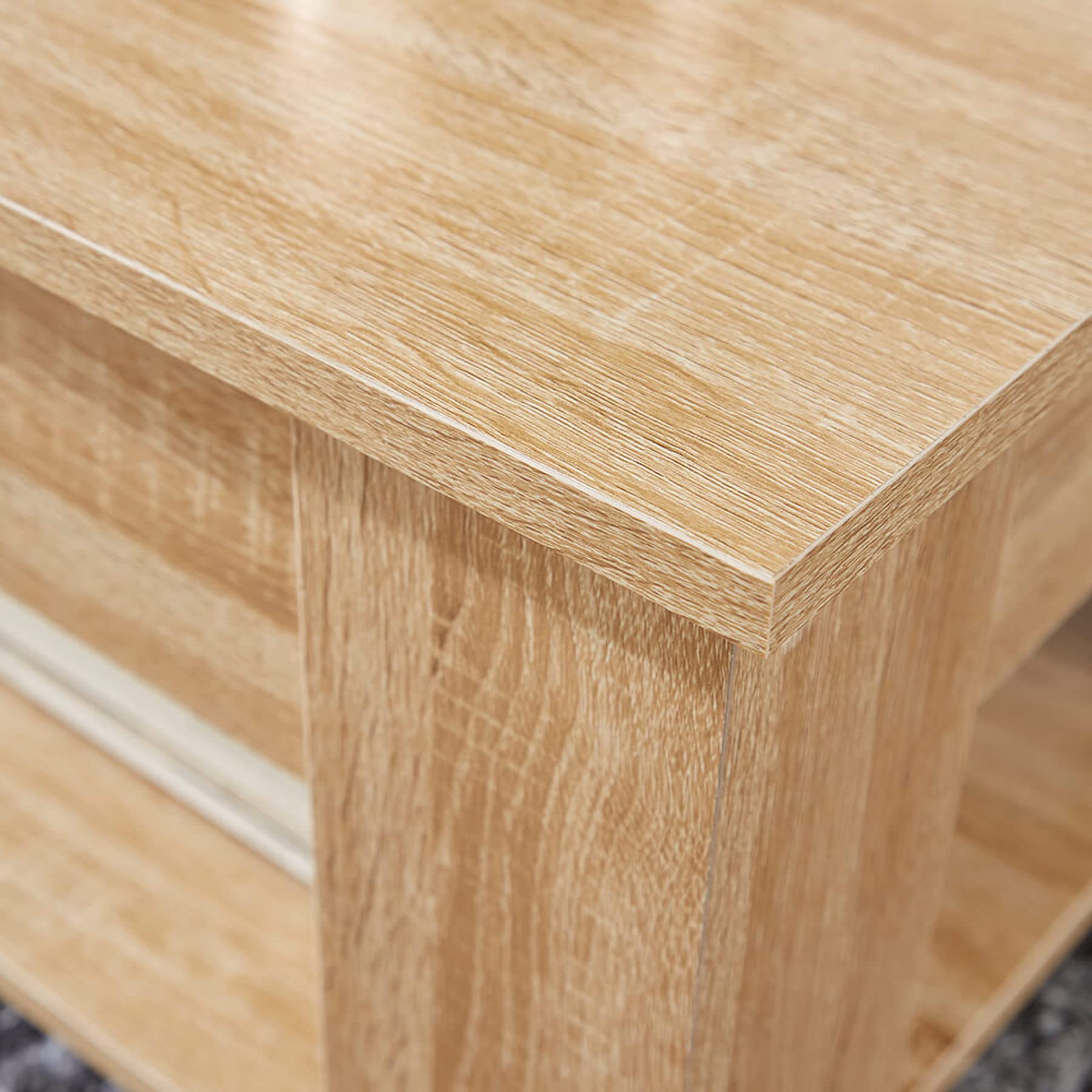 Home Source Coffee Table with Lift Up Top Storage Area and Magazine Shelf, Oak Effect