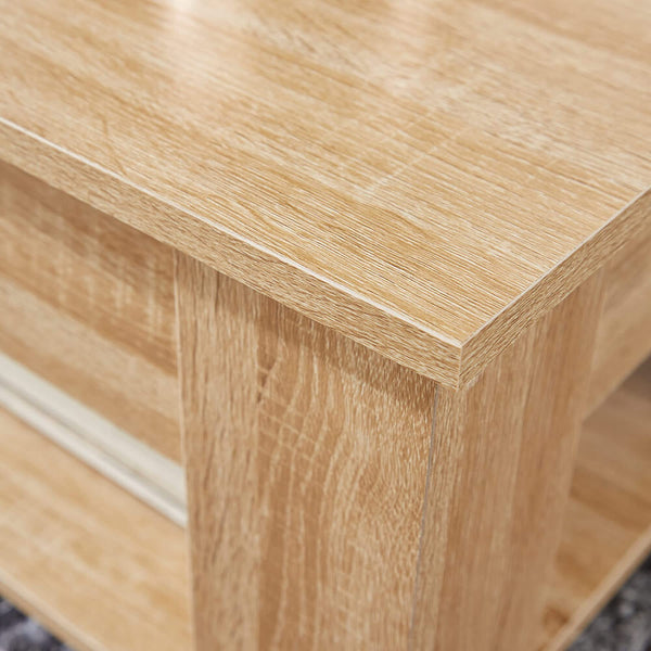 Home Source Coffee Table with Lift Up Top Storage Area and Magazine Shelf, Oak Effect