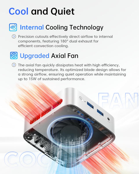 T8Plus Mini PC, 12th Gen Intel Alder Lake N95 (up to 3.40Ghz), 8GB DDR4 256GB M.2 SSD Mini Desktop PC with Dual Ethernet/4K HDMI*3, 2,4/5 G WiFi,BT4.2 for home theatre/office/school