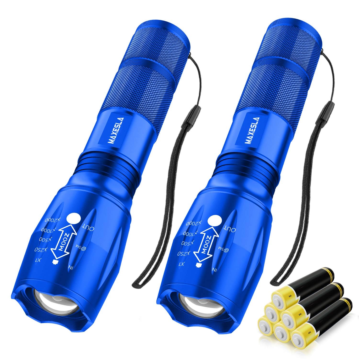 Maxesla LED Torch Battery Powered,Zoomable Torches Led Super Bright,Gifts for Men Dad Kids,Powerful Torches Water,Resistant 5 Modes Small Tactical Torch for Camping Xmas