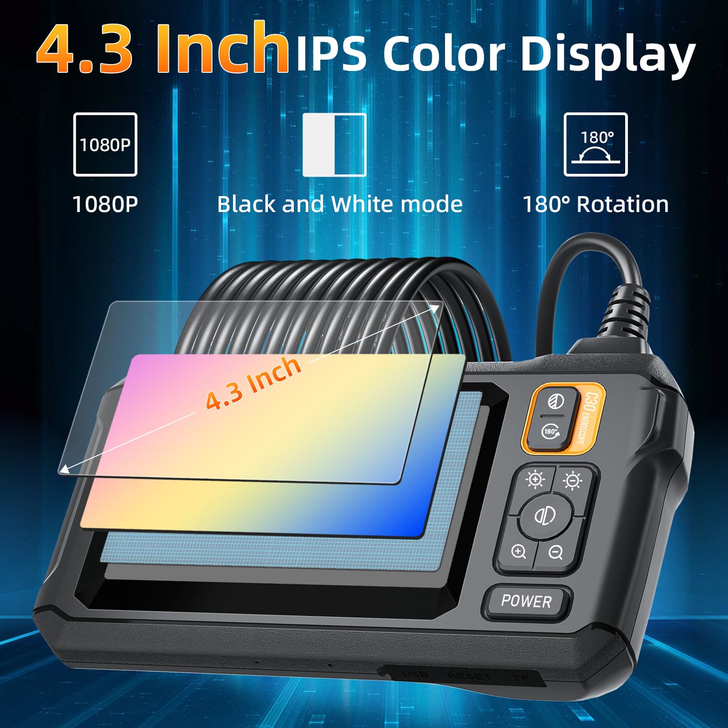 GOLDEGGS Two-Way Articulating Endoscope Inspection Camera with Light, IP67 Waterproof Flexible Snake Borescope Camera for Wall/Automotive/Sewer/Air Conditioner/Home Appliance Repair with (5.2FT/1.5M)