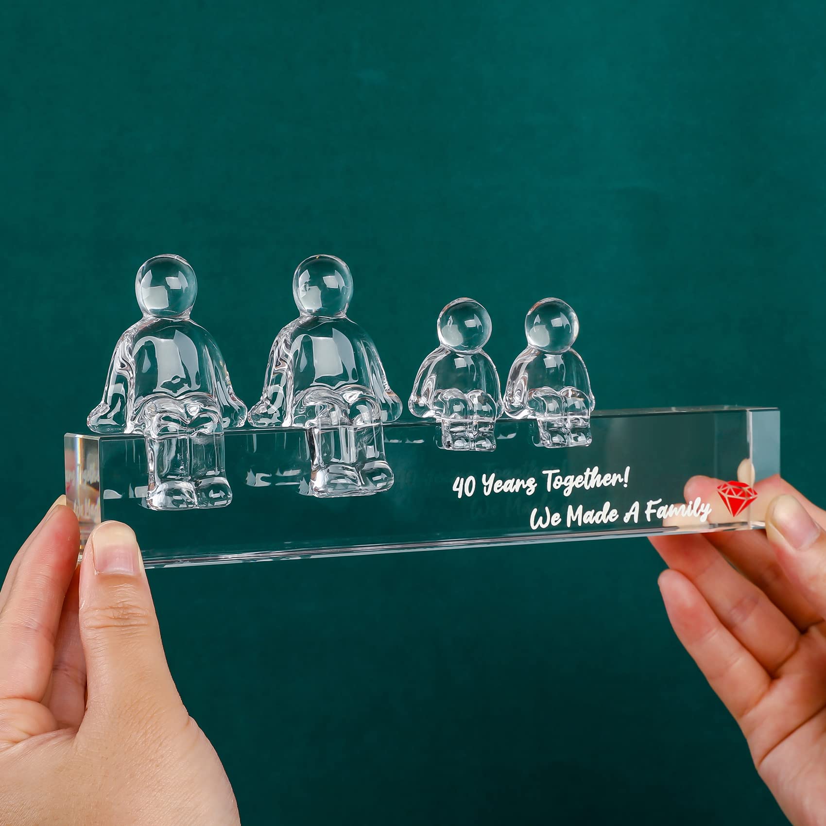 Movdyka Crystal 40th Wedding Gifts on Anniversary for Her Wife, Ruby 40 Years Together We Made A Family, Glass Ornament Keepsake for Couple (2