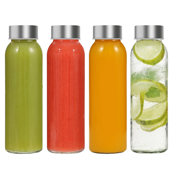 LIMILI Glass Bottles With Stainless Steel Lids, 300/350/750/1000ML Water Bottles, Leak Proof Reusable Drinking Bottles for Hot Cold Drinks, Work, Gym, Home