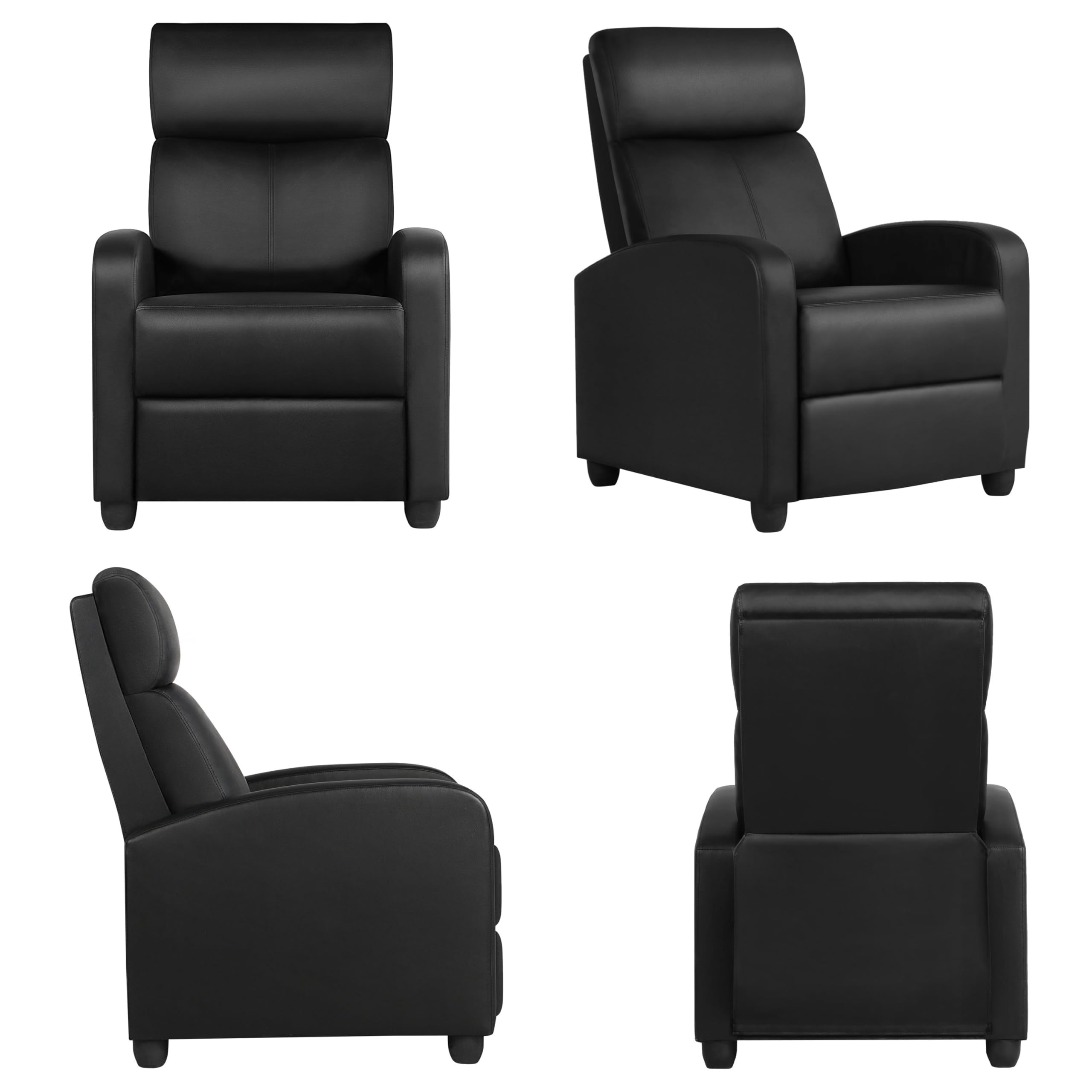 Yaheetech Recliner Armchair Single Padded Seat Boucle Fabric Sofa Lounge Home Living Room Theater Adjustable Leg Rest and Reclining Functions Ivory