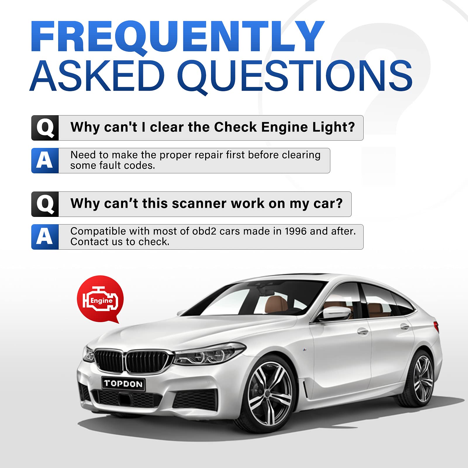 TOPDON CarPal-A OBD2 Code Reader Bluetooth, All System OBD2 Scanner for iOS & Android, Vehicle Health Check, 6 Maintenance Services, Smog Check, Repair Guide, 1 Year Free Update