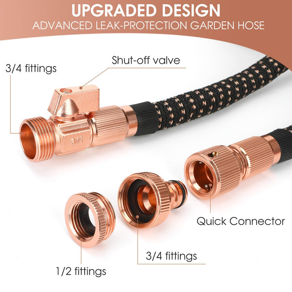 Expandable Garden Hose Pipe - 100ft Flexible Hosepipes for Garden with 3/4", 1/2" Solid Brass Fittings,Leakproof Expanding Water Pipe with 10 Modes