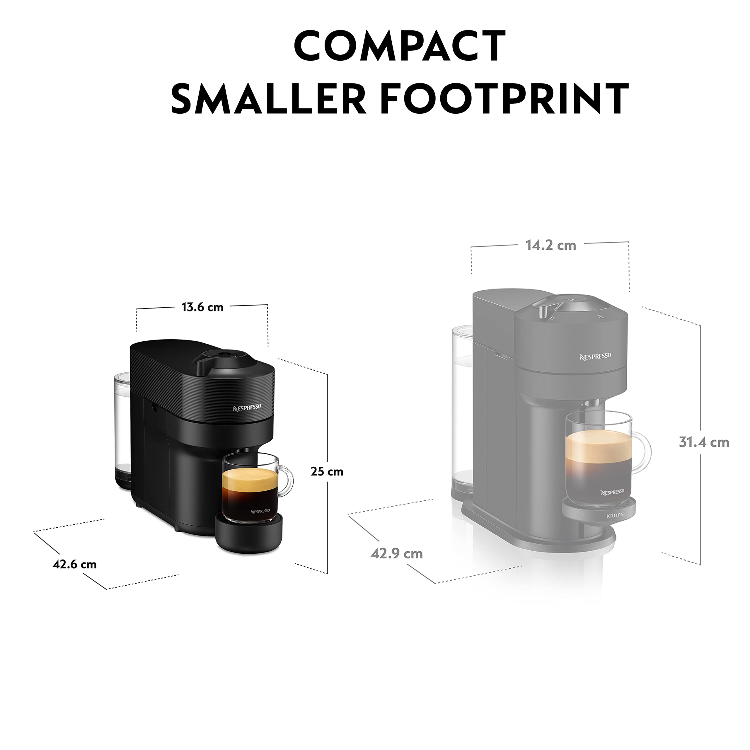 Nespresso Vertuo Pop Coffee Machine by De'Longhi, Over 30 Varieties of Pods, Compact Footprint, Americano, Starter Capsule Set Included, ENV90.P, Pink