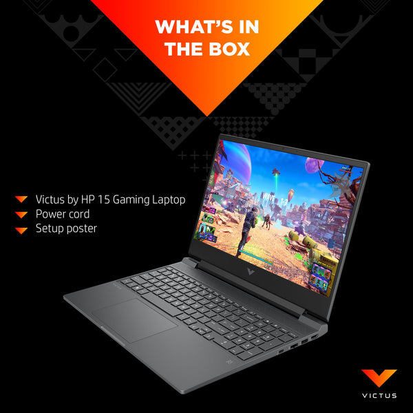 HP Victus 15.6" Gaming Laptop, AMD Ryzen 5-8645HS, 8 GB RAM, 512 GB SSD, NVIDIA GeForce RTX 2050 Graphics, FHD IPS Display, Up to 6 hrs 15 battery, Win 11, Mica Silver, 15-fb2002sa