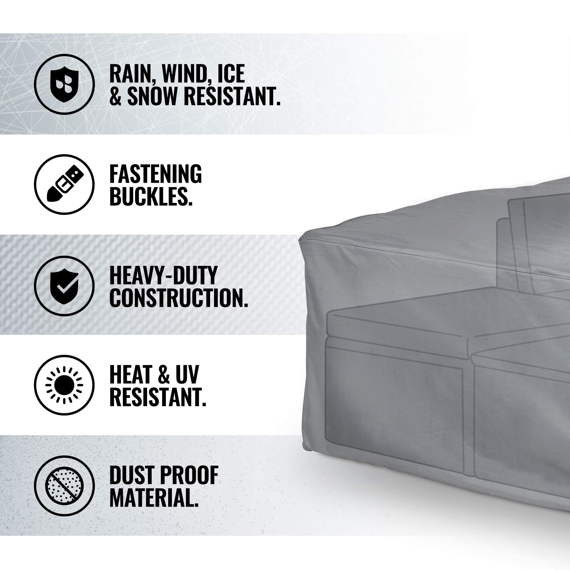 VonHaus Waterproof Garden Furniture Set Cover  Premium Heavy Duty, Breathable 420D Oxford Fabric Protection for Patio & Outdoor Furniture, Chairs,