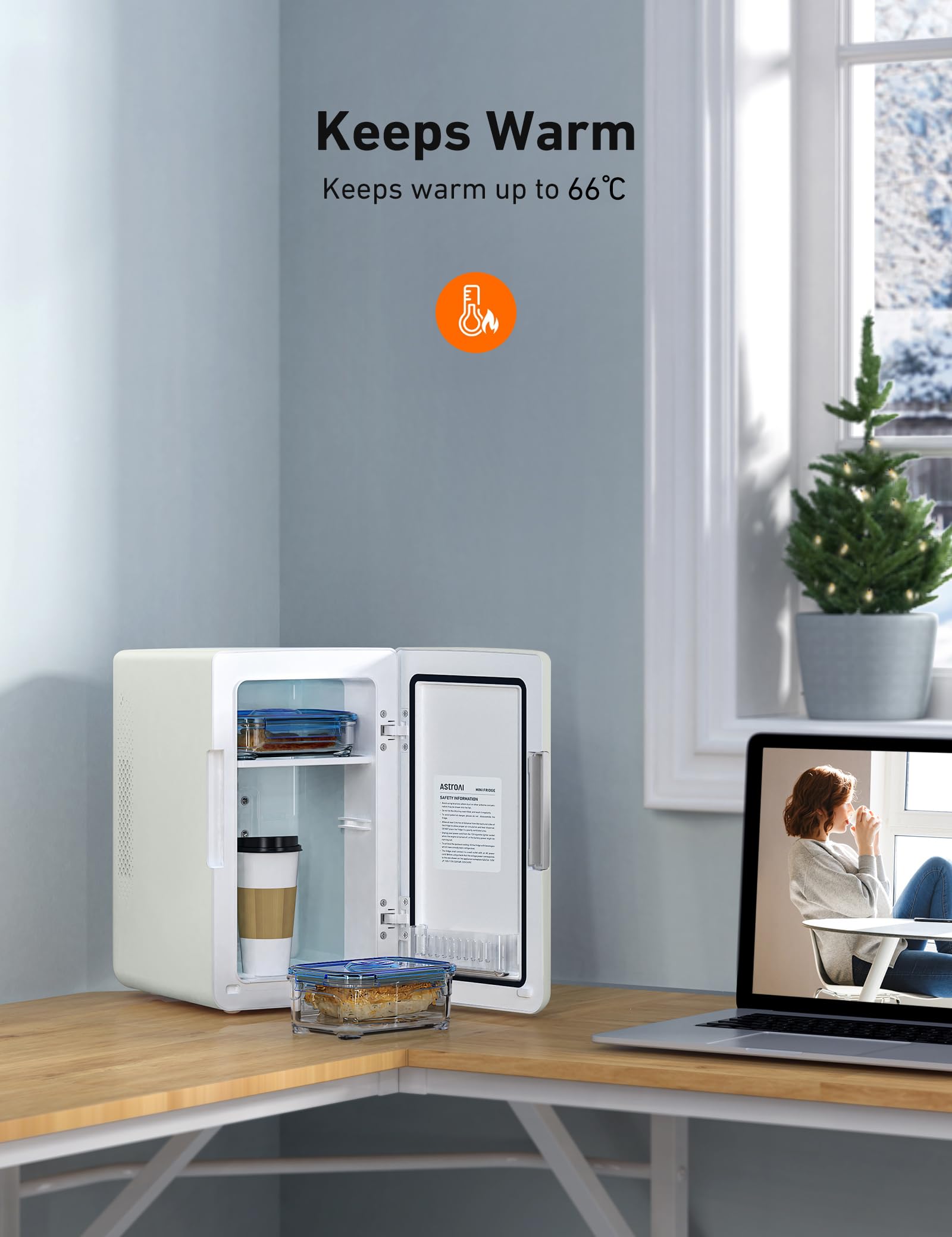 AstroAI Mini Fridge 6 Litre / 8 Can | Cooler and Warmer | AC/DC | Small Fridge for Bedrooms, Car, Drinks, Beauty, Skincare, Travel (Deep Black)