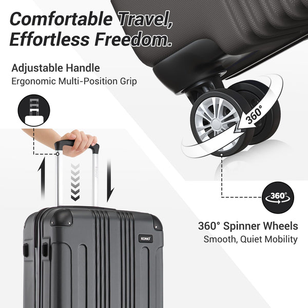 Kono 28 Inch Large Hard Shell Luggage Lightweight ABS 4 Wheels Spinner Business Trip Trolley Case Suitcase (Grey)