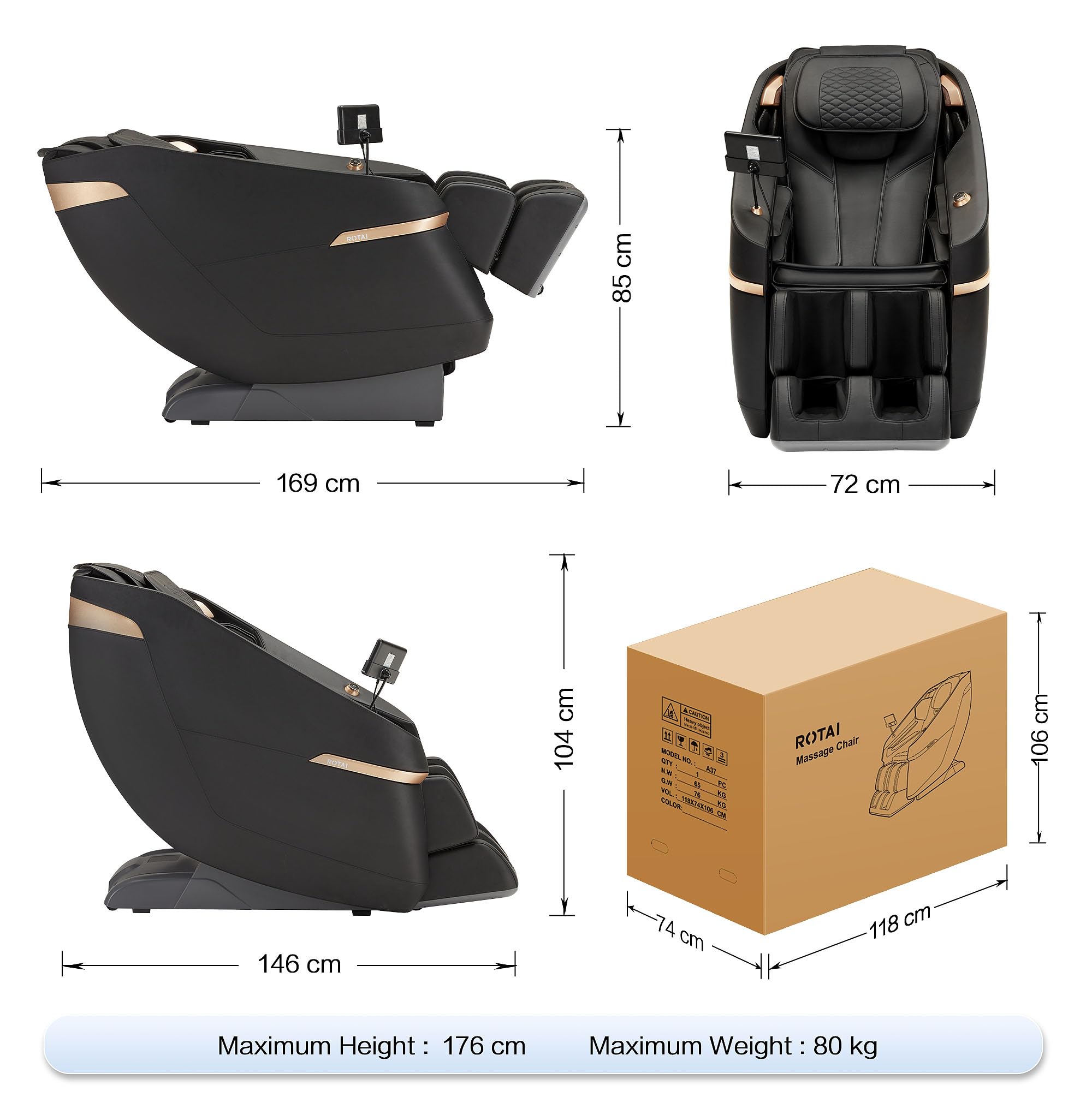 ROTAI Full Body Massage Chair,Zero Gravity Massage Chair for Home,Back Massagers for Pain Relief,Rocking Chair with Heat