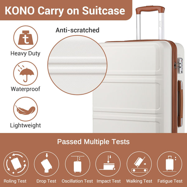 Kono Fashion Hand Luggage Lightweight ABS Hard Shell Trolley Travel Suitcase