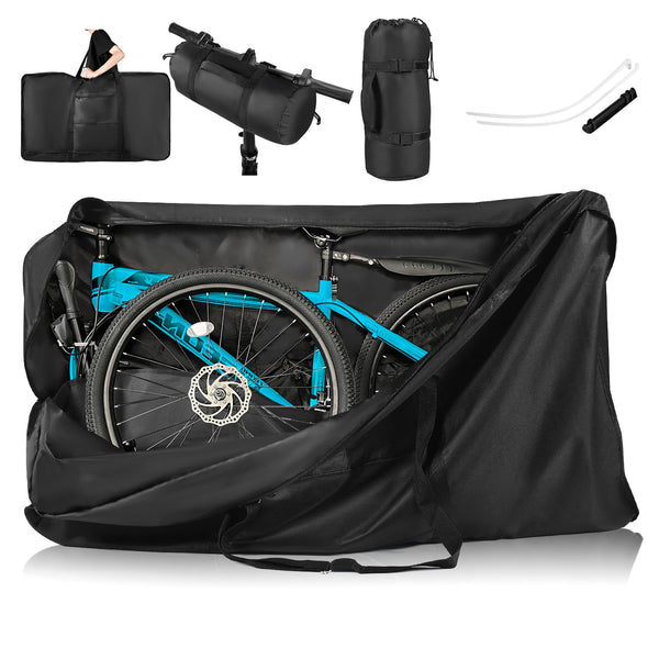 Folding Bike Travel Bag,Heavy Duty 840D Transport Bicycle Storage Carry Bag with Strong Webbing for 26-29 in Mountain 700C Road Bike MTB,Portable