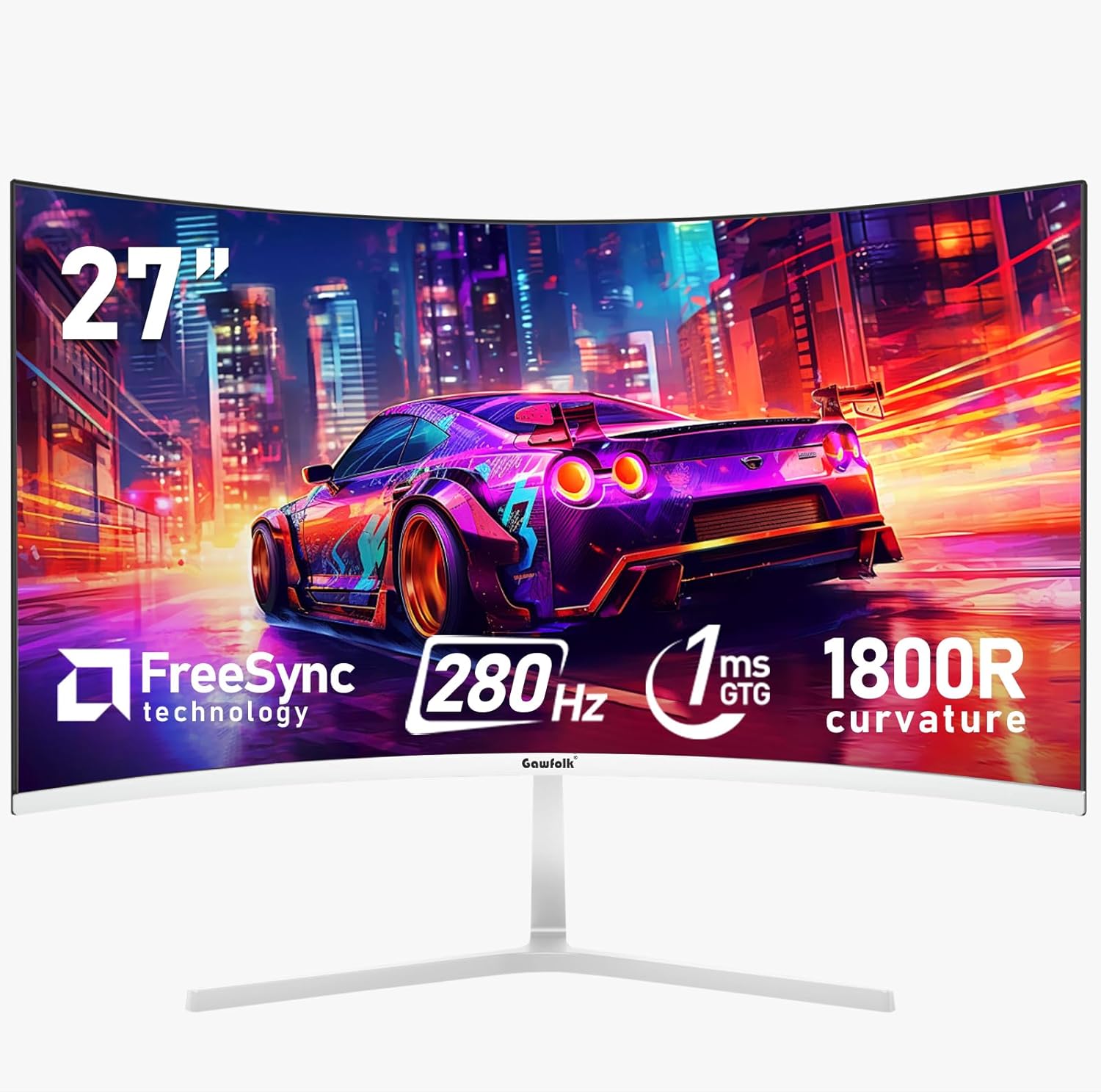 Gawfolk 34 Inch Ultrawide Curved 144Hz Gaming Computer Monitor 1500R PC Screen 21:9 UWQHD (3440x1440),Adaptive Sync,178° Viewing Angle,Display Port、HDMI 2.0, VESA75x75MM-Black