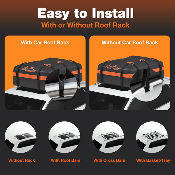 VALLYDOM Car Roof Bag 20 Cubic/560 L, 1680D PVC Waterproof Roof Bag No Need Rack, Roof Box with Anti Slip Pad, 6 Heavy-Duty Straps and Password Lock, Folding Soft Roof Bag for Cars with/Without Rack