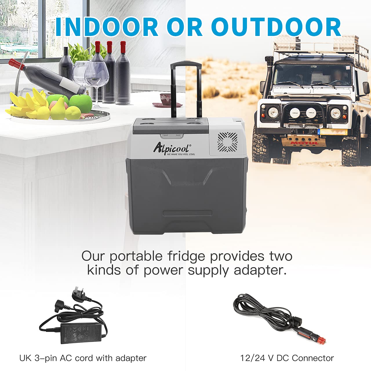 Alpicool CX30 30L Compressor Car Refrigerator, Portable Camping Fridge DC 12v Freezer for Truck, Campervan, RV, Boat, -20℃ to 20℃, with Telescopic Handle, USB Socket