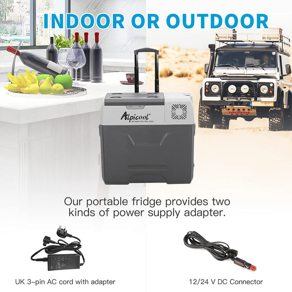 Alpicool CX50 50L Compressor Car Refrigerator, Portable Camping Fridge DC 12v Freezer for Truck, Campervan, RV, Boat, -20℃ to 20℃, with Telescopic Handle, USB Socket