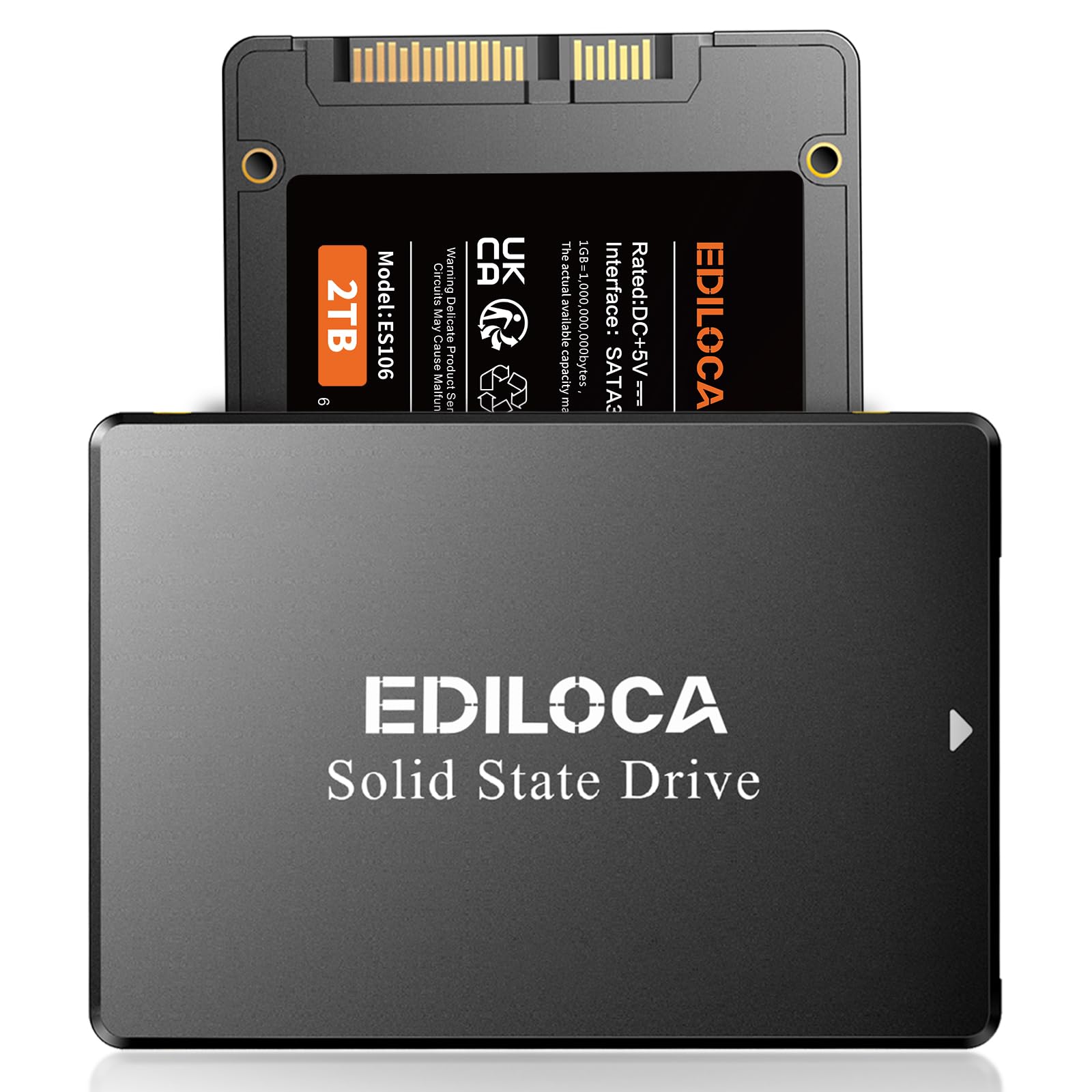 Ediloca 1TB SSD, Internal Solid State Drives, 2.5" SATA SSD 1TB, Up to 550MB/s, 3D NAND TLC, Compatible with Laptop & PC Desktop(ES106 Black)