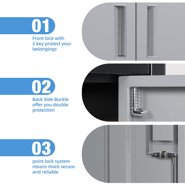 Metal Storage Cabinet with 2 Door and 3 Adjustable Shelves,140X80x40CM Steel Cabinet for Warehouse,Garage,Home,Office,Easy Assemble Required(Black/White)