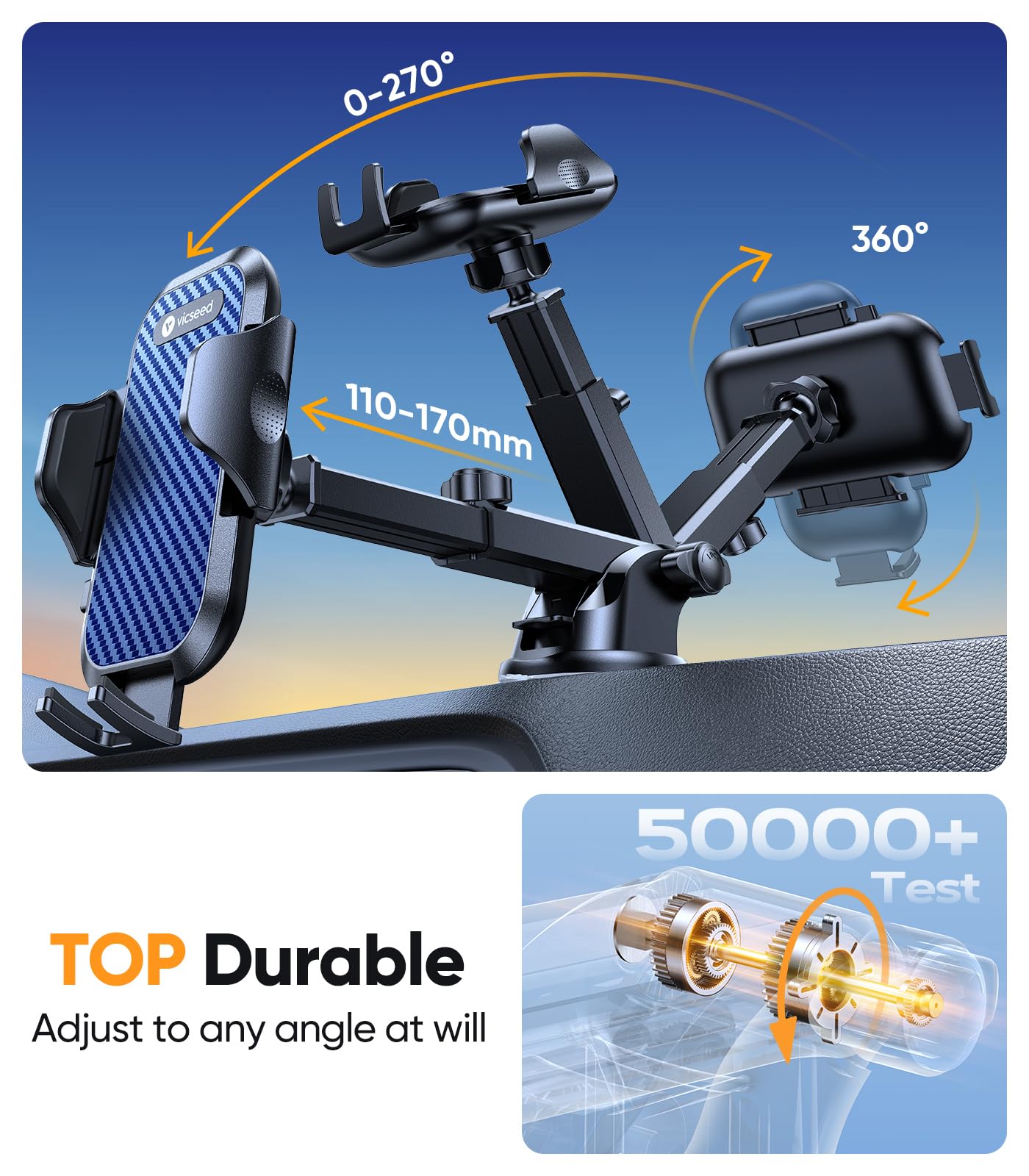 2025 BEST [Rally Racing-Grade] Car Phone Holder for Cars [88+LBS Strongest Suction] 3In 1 Dashboard Windscreen Vent Mobile Phone Holder for Car [Big phone & Thick Case Friendly] for iPhone Samsung