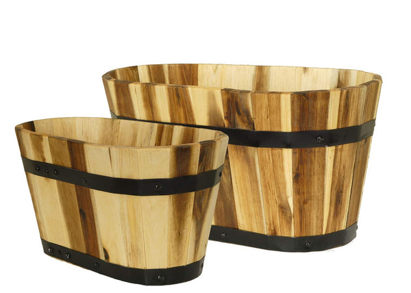 Classic Home & Garden Planters, Acacia Metal Oak Wood, 1 Pack
