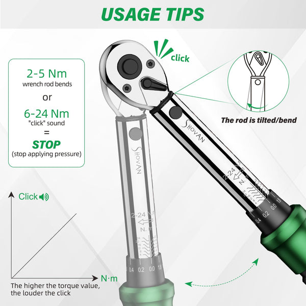 13PCS Bike Torque Wrench Set 3-25 Nm, Small Torque Wrench 1/4 Drive, Dual-Direction Adjustable 72 Teeth, ±3% Accuracy, with Extension Bar, Socket Bits (Hex & Torx), for Mountain Bike, Bicycle Repair