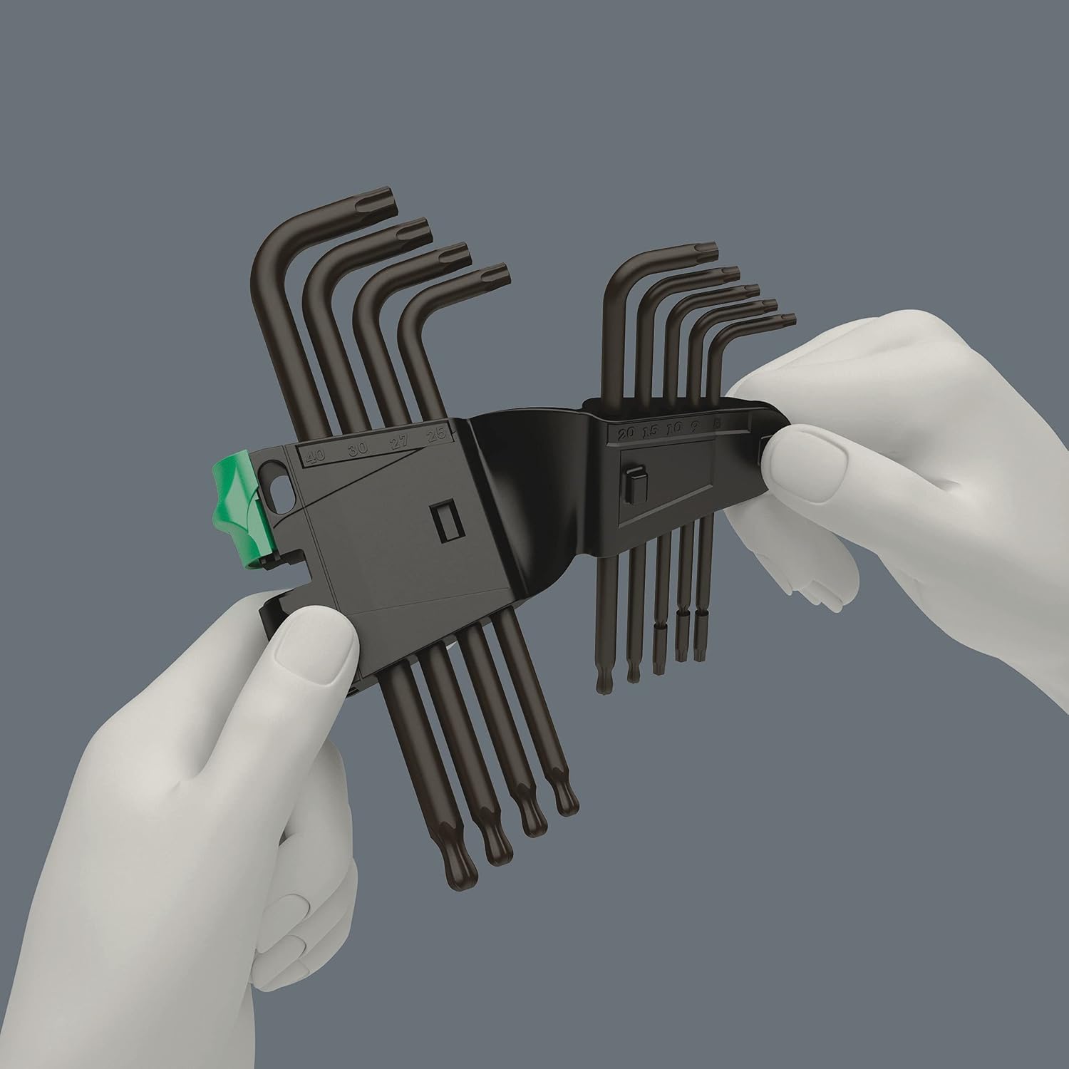 Wera 967 PKL TORX® Ball-end BlackLaser L-key set in a two-component clip, 9pc, 05024242001