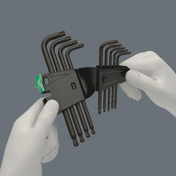 Wera 967 PKL TORX® Ball-end BlackLaser L-key set in a two-component clip, 9pc, 05024242001