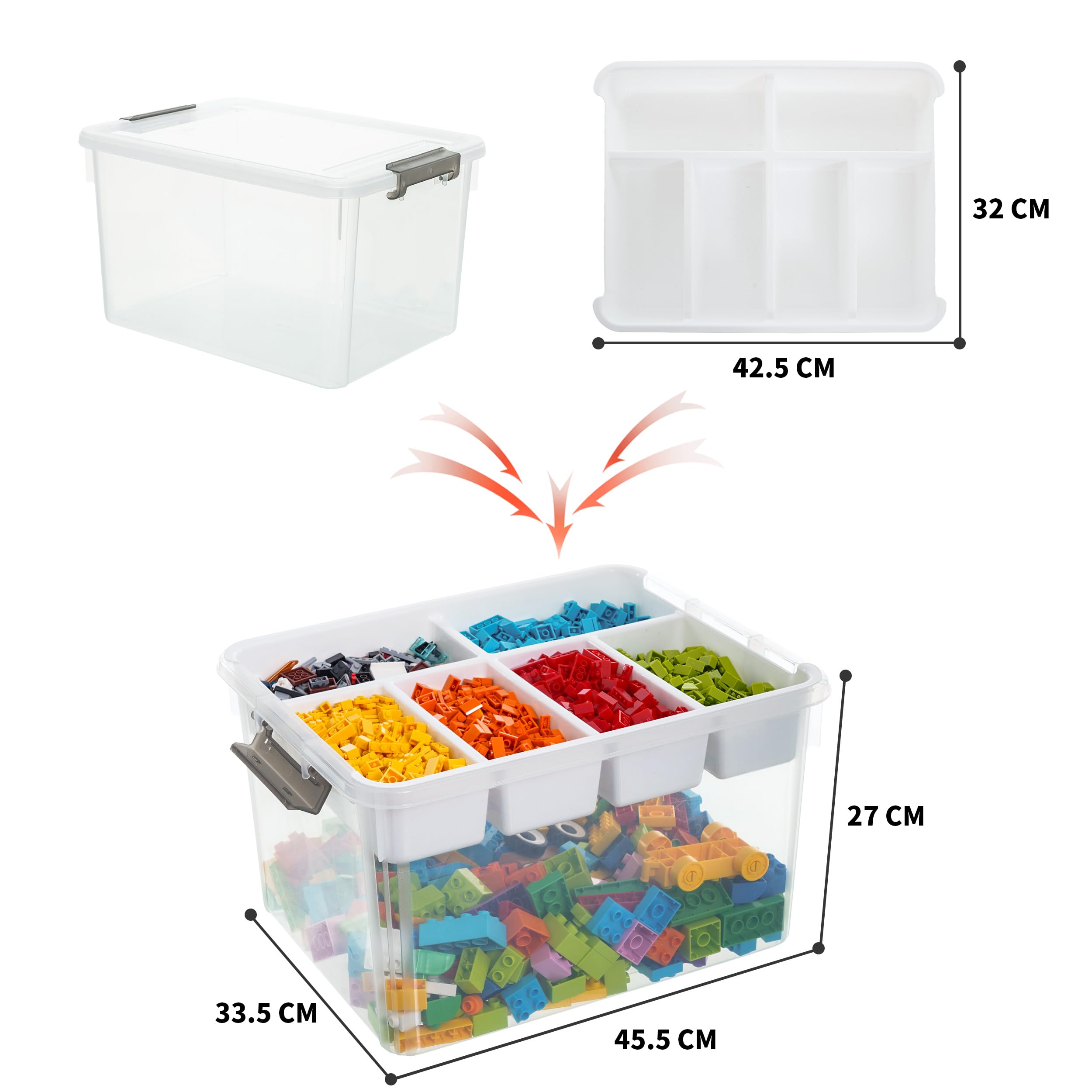 Citylife 30 liters Plastic Storage Box with Removable Tray Craft Organizers and Storage Clear Storage Container for OrganizingTool, Bead, Sewing,