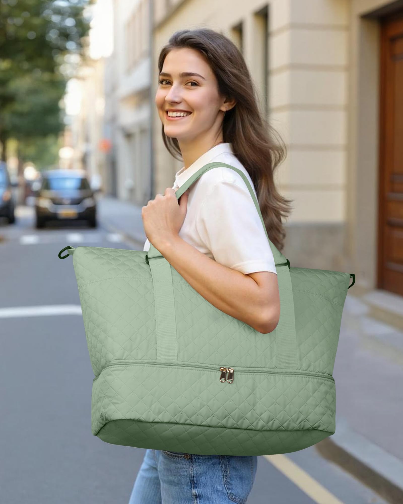 HOTOR Travel Bags for Women - Lightweight Overnight Holdall Bag, Large Carry on Luggage Weekend Bag with Shoe Compartment & Toiletry Bag, Travel Duffel Sport Gym Tote, Black, 34.0 x 45.0 x 20.0 cm