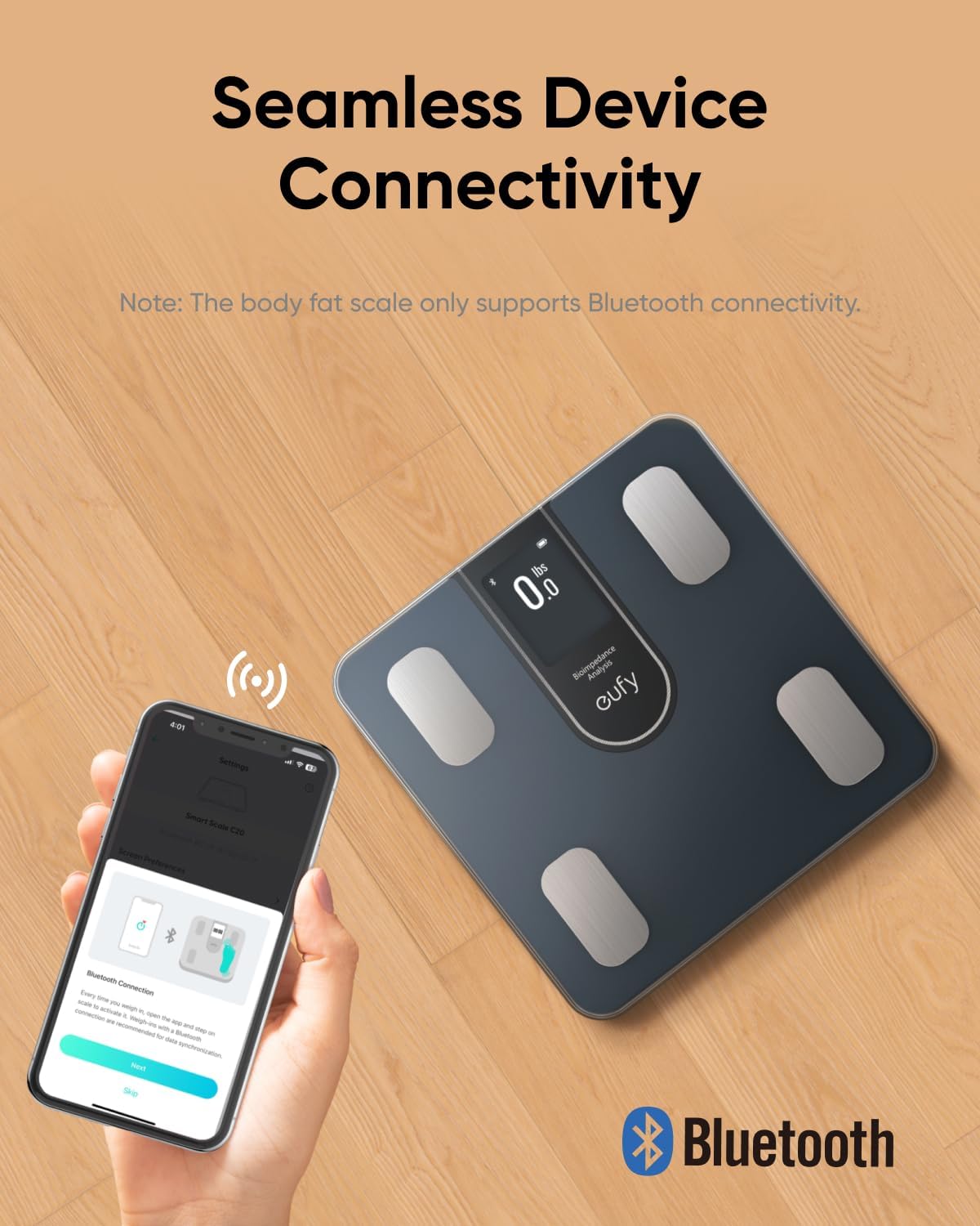 eufy Weighing Scales for Body Weight, Digital Bathroom Scales with Bluetooth, Body Fat Scales, 12 Measurements, Weight/Body Fat/BMI, Fitness Body Composition Analysis, Black, lbs/kg, Smart Scale A1