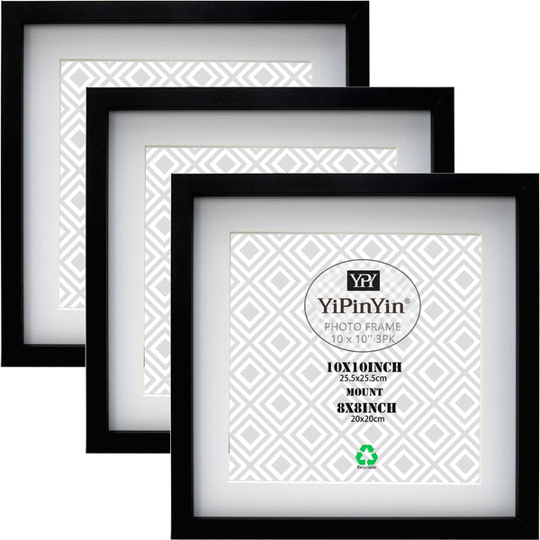 Black 50x70cm Boxed Picture Frames Set of 3 with Mounts for 40x60cm, 70x50cm poster frame with Acid Free mount for 40x60cm photo (Black 3Pack)