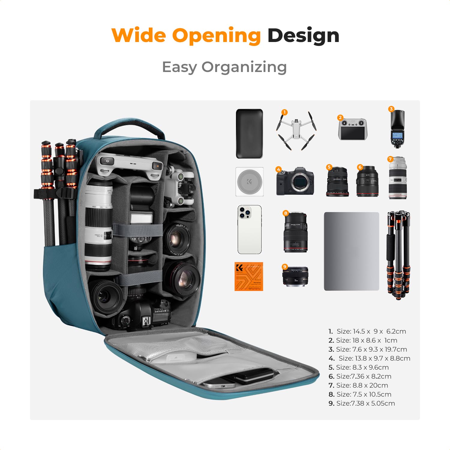 K&F Concept Camera Backpack,Hardshell DSLR Photography Camera Bag with 15-15.6 Inch Laptop Compartment Waterproof Camera Case Compatible for Canon/Nikon/Sony/DJI Mavic Drone