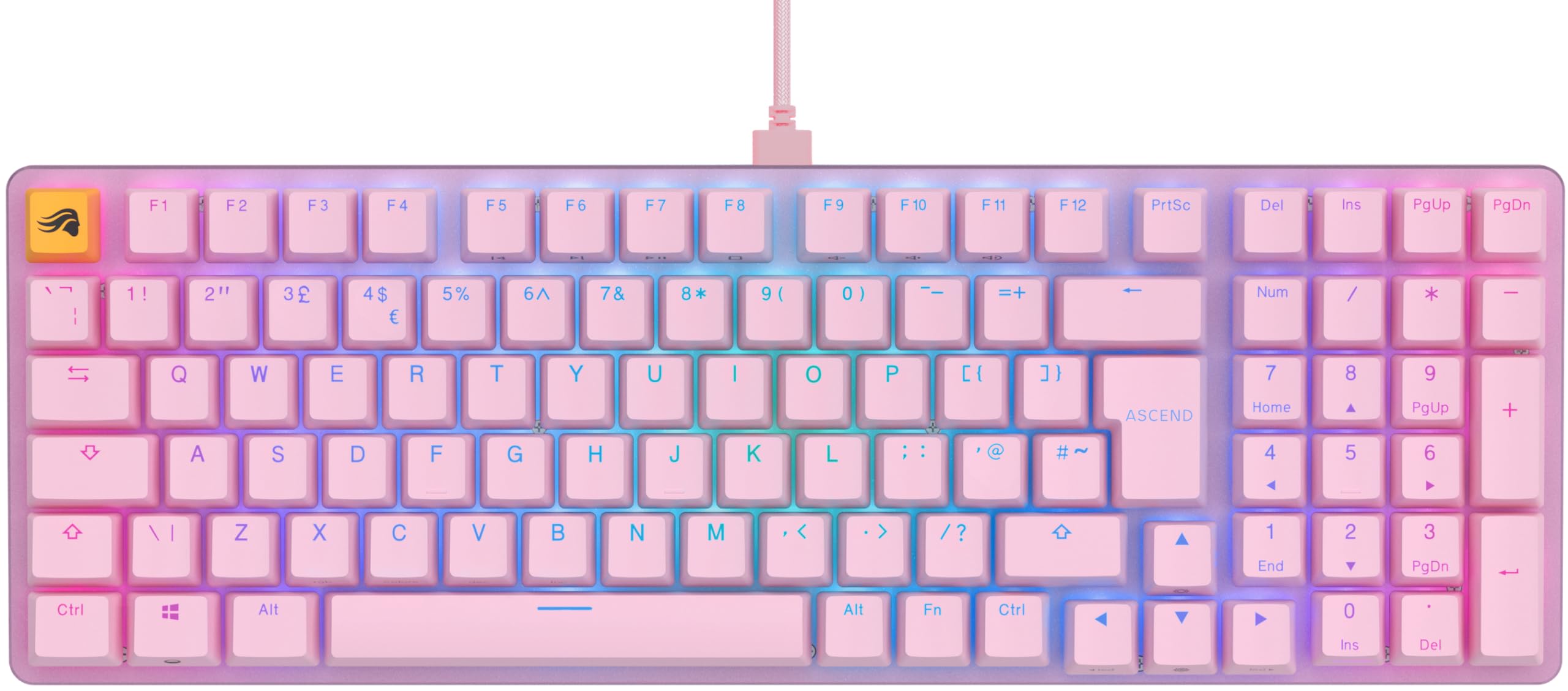 Glorious Gaming GMMK 2 Full Size (96%) - Mechanical Gaming Keyboard, Aluminium Frame, Customisable, Doubleshot Caps, Fox Switches, Per Key RGB, Full NKRO, English UK QWERTY Layout - Pink
