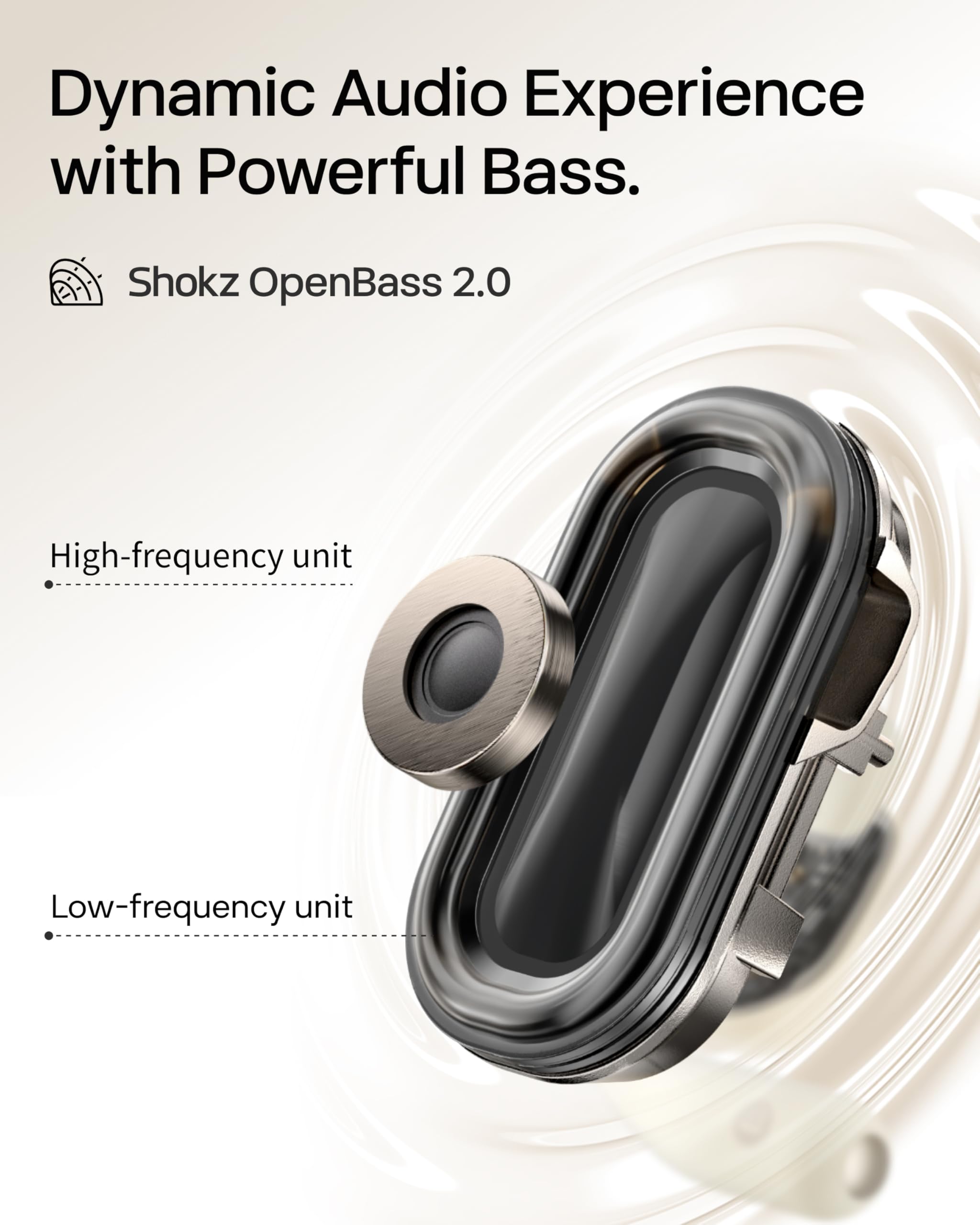 SHOKZ OpenFit 2 Open-Ear Headphones, True Wireless Bluetooth Earphones with Microphone, Earhook Earbuds with 48 Hours of Playtime, USB-C Fast Charging, IP55 Water-Resistant, with Carrying bag, Black
