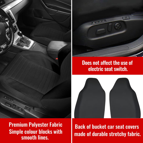 AUTOYOUTH Car Seat Covers Simple Bucket Style Universal Front Pair Fit for Car Truck SUV Van Seat Covers Car Seat Protector, Beige