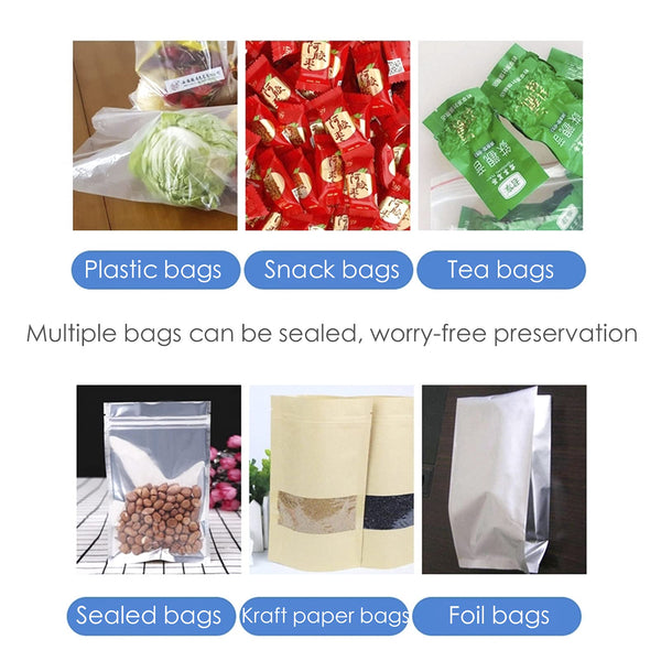 Heat Sealer, Impulse Plastic Bag Sealer, Manual Seal Food Packing Machine, Heat Sealing Applicable with Replacement Kit, Metal/ABS 350W (Blue, 8")