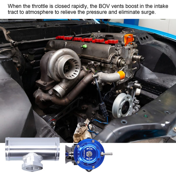 Turbo Blow Off Valve kit, Akozon Universal SDD‑BOVGRSBL FPG250 Aluminium Billet Turbo Blow Off Valve with 2.5in Flange Pipe Type‑RS(Purple)